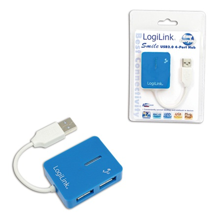Šakotuvas LOGILINK UA0136 LOGILINK - Hub USB 2.0 smile blue
