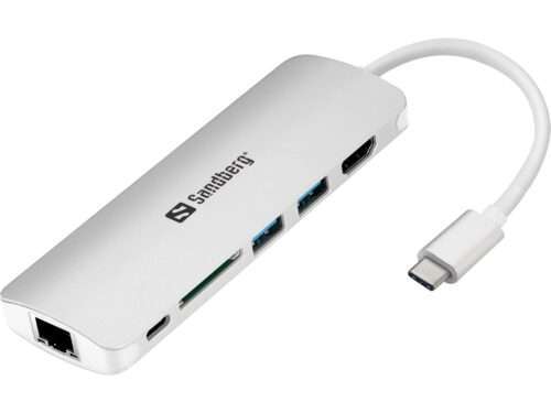 SANDBERG Adapter USB-C Dock HDMI+LAN+SD+USB