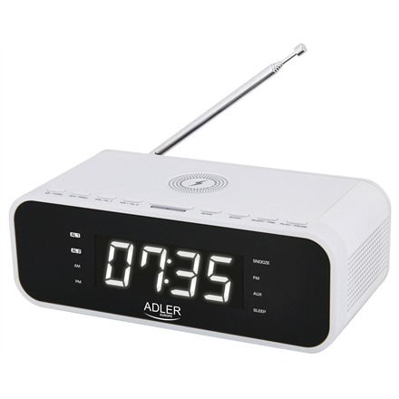 Adler Alarm Clock with Wireless Charger AD 1192W AUX in